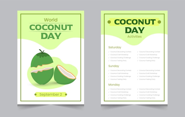 Coconut Day activity invitation layout template weekend activities