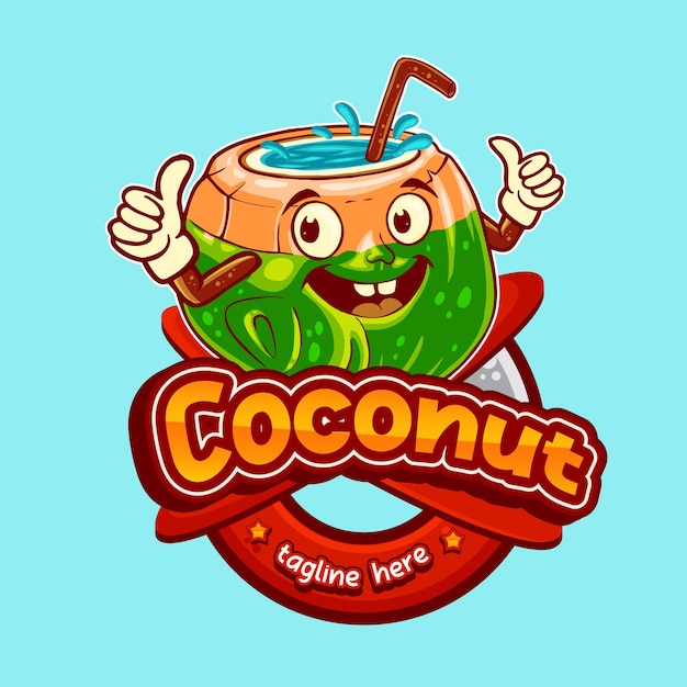 Coconut drink logo mascot character