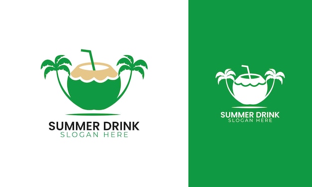 Coconut drink logo with summer or tropical concept