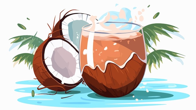 Vector a coconut drink with coconut and coconut oil