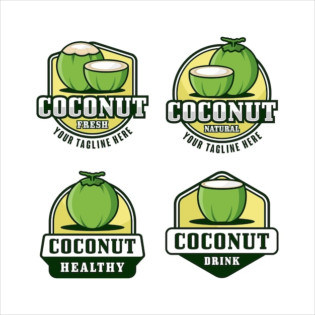 Coconut fruit design logo collection