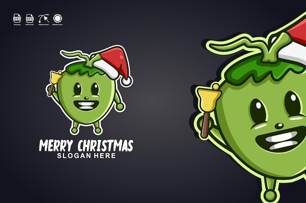 coconut merry christmas cute mascot character logo design