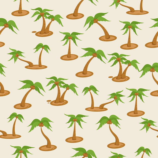 Coconut palm trees seamless pattern in cartoon style