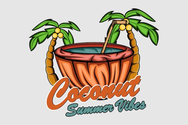 Coconut summer vibes retro design landscape