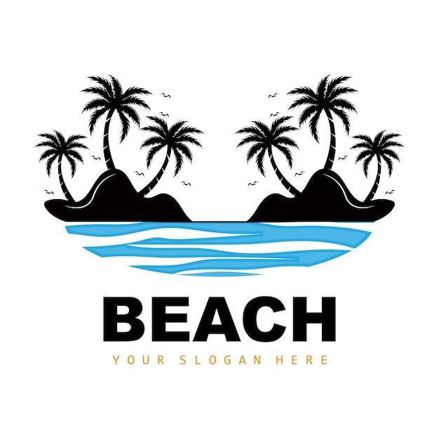 Coconut Tree And Beach Logo Ocean Nature Landscape Design Beach Icon Plant Vector