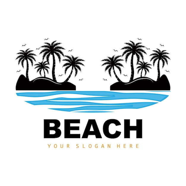 Coconut Tree And Beach Logo Ocean Nature Landscape Design Beach Icon Plant Vector