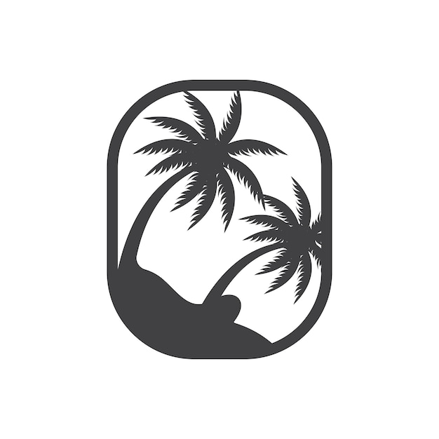 Coconut Tree Logo Design Beach Plant Vector Palm Tree Summer Illustration Template