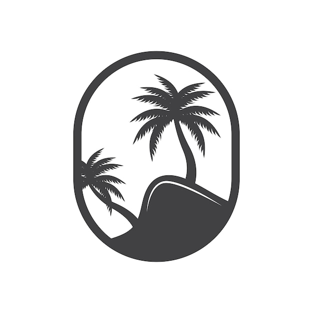 Coconut Tree Logo Design Beach Plant Vector Palm Tree Summer Illustration Template