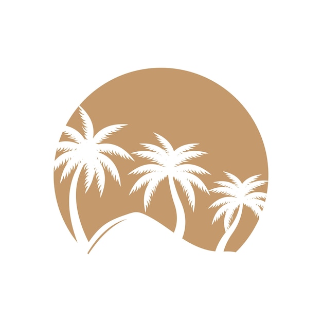 Coconut Tree Logo Design Beach Plant Vector Palm Tree Summer Illustration Template