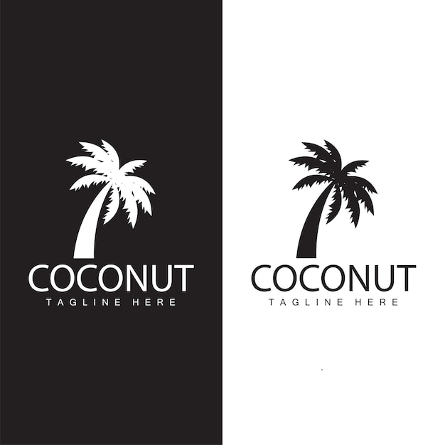 Coconut Tree Logo Design Summer Beach Plant Palm Tree Illustration Template