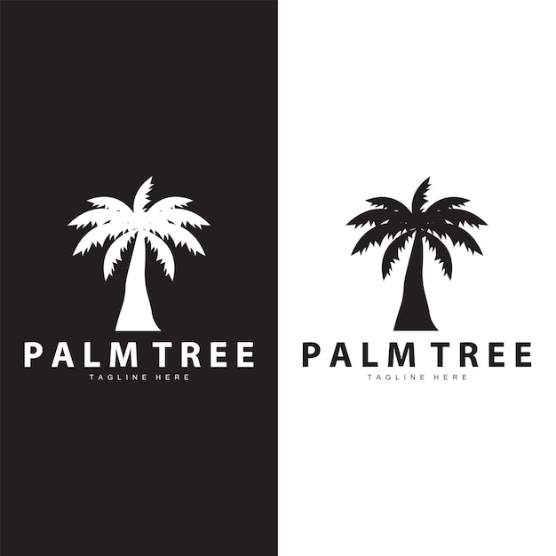 Coconut Tree Logo Design Summer Beach Plant Palm Tree Illustration Template