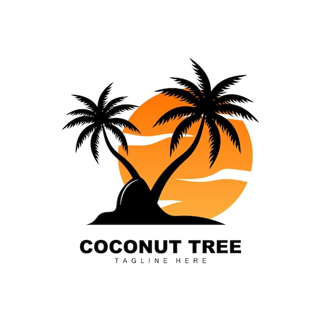 Coconut Tree Logo Ocean Tree Vector Design For Templates Product Branding Beach Tourism Object Logo