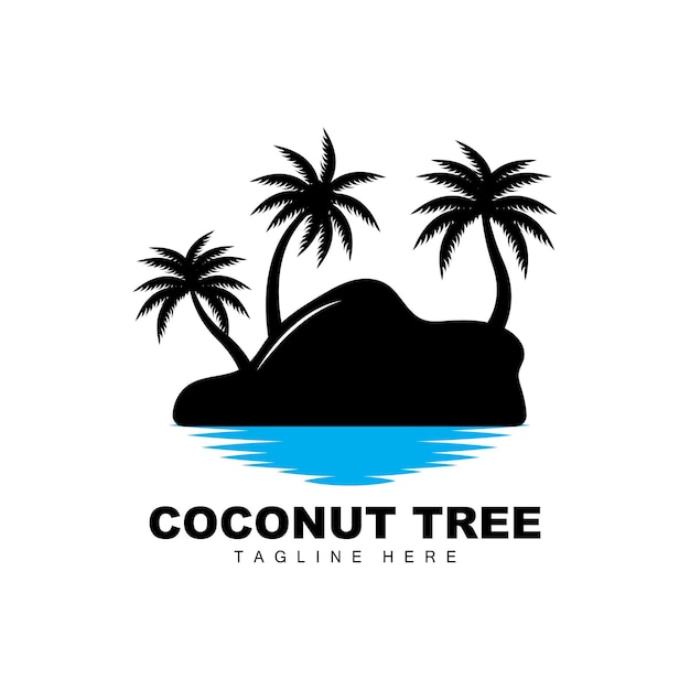 Coconut Tree Logo Ocean Tree Vector Design For Templates Product Branding Beach Tourism Object Logo