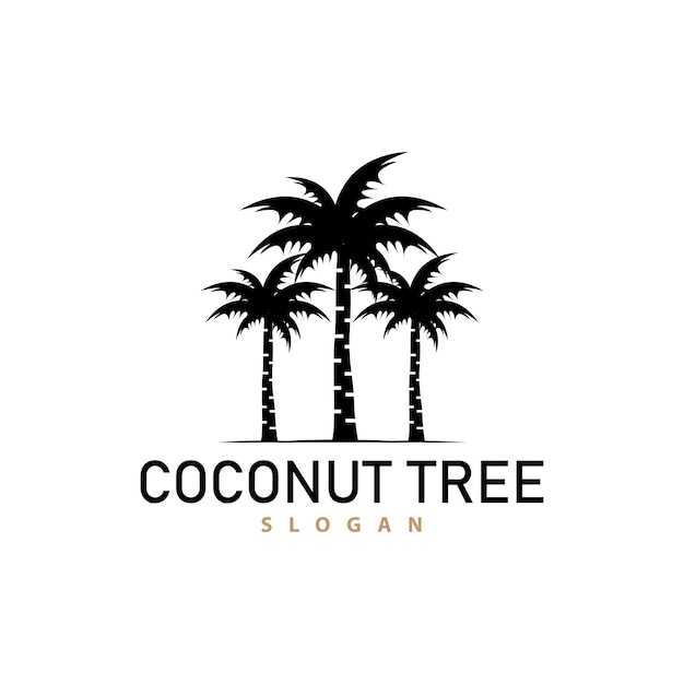 Coconut Tree Logo Palm Tree Plant Vector Simple Icon Silhouette Template Design