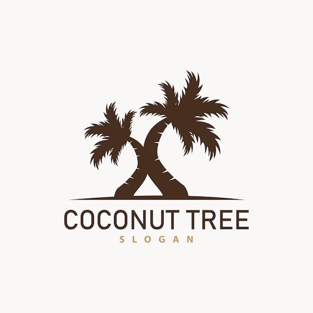 Coconut Tree Logo Palm Tree Plant Vector Simple Icon Silhouette Template Design