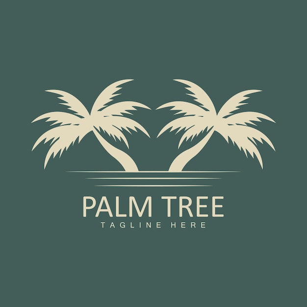 Vector coconut tree logo palm tree sunset beach vector elegant minimalist simple design symbol template icon