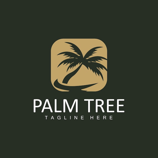 Coconut Tree Logo Palm Tree Sunset Beach Vector Elegant Minimalist Simple Design Symbol Template Icon