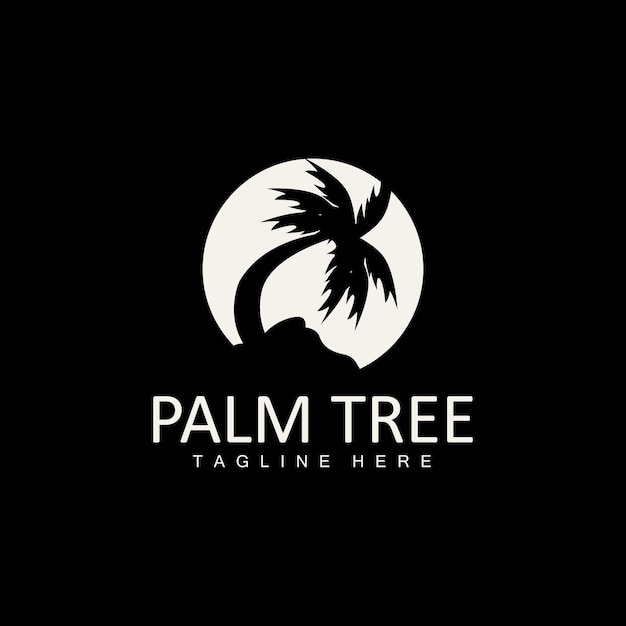 Coconut Tree Logo Palm Tree Sunset Beach Vector Elegant Minimalist Simple Design Symbol Template Icon