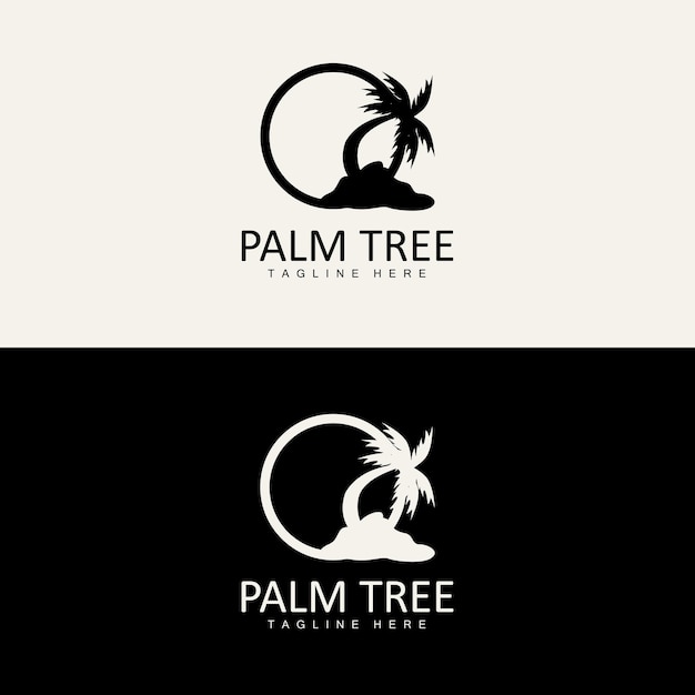 Coconut Tree Logo Palm Tree Sunset Beach Vector Elegant Minimalist Simple Design Symbol Template Icon