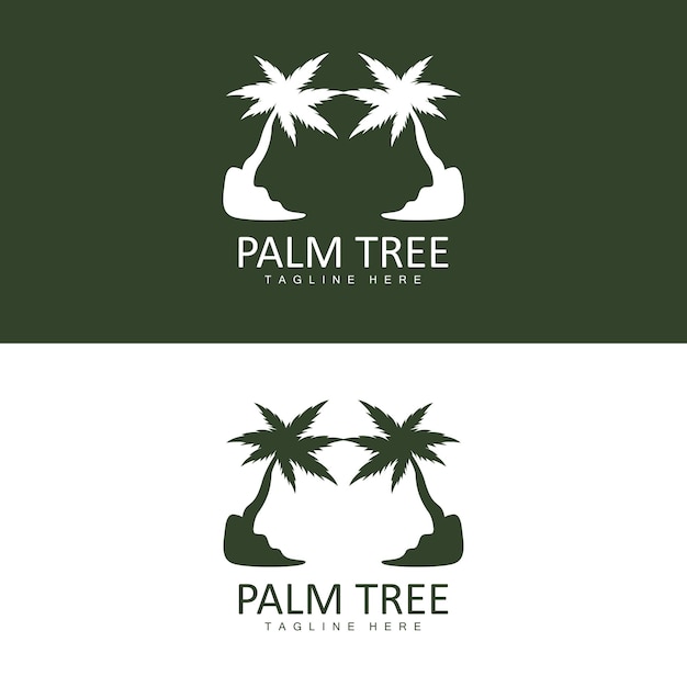 Coconut Tree Logo Palm Tree Sunset Beach Vector Elegant Minimalist Simple Design Symbol Template Icon