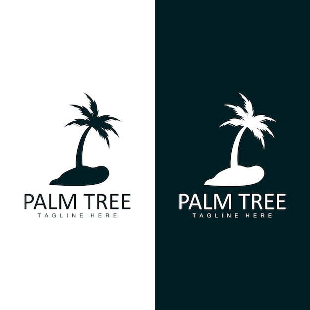 Coconut Tree Logo Palm Tree Sunset Beach Vector Elegant Minimalist Simple Design Symbol Template Icon