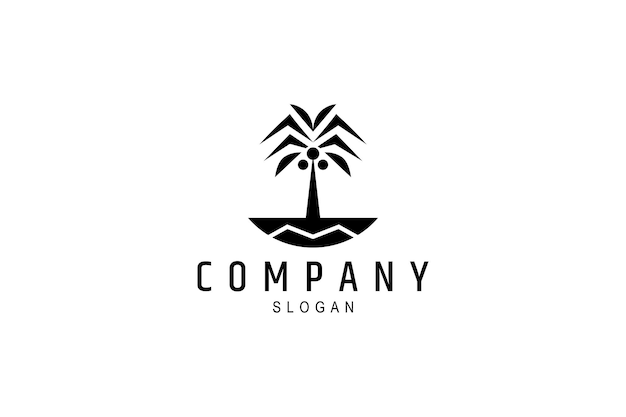 Coconut tree logo with simple flat design style