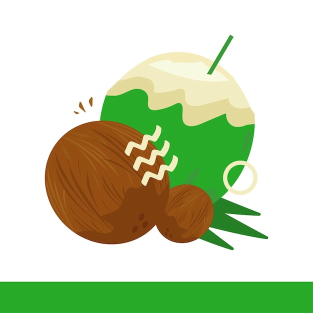 Coconut vector cartoon illustration