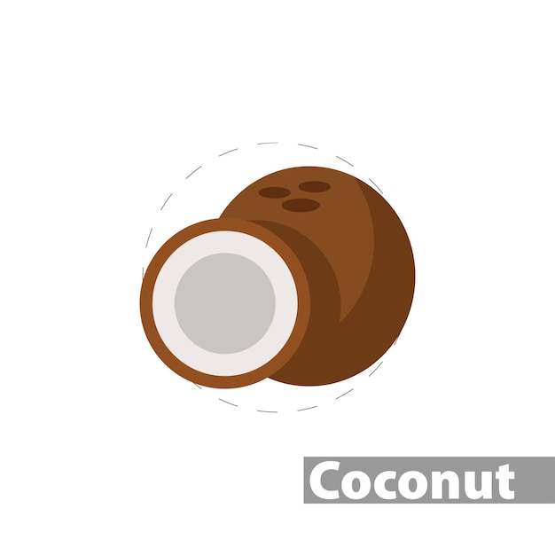 Coconut vector flat illustration icon