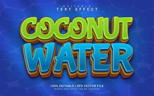 Coconut water cartoon 3d style text effect