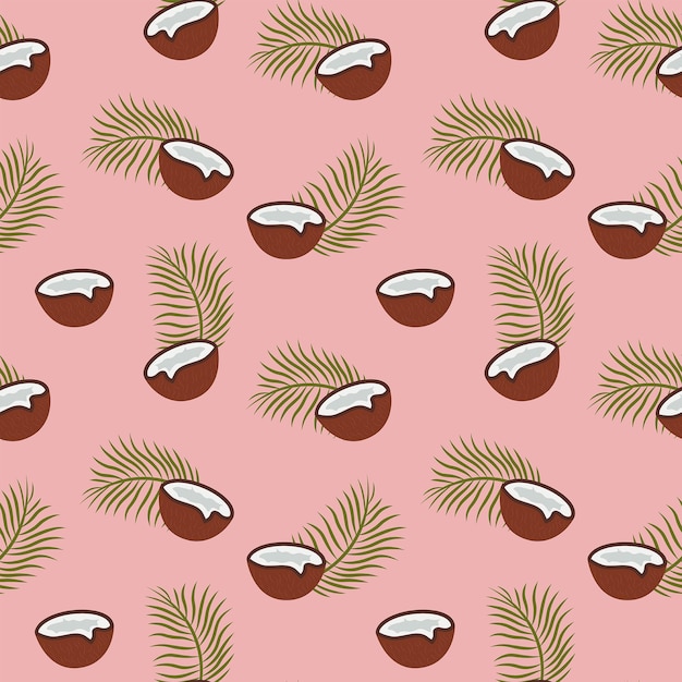 Coconut with leaves seamless pattern For wrapping paper wallpaper and textile