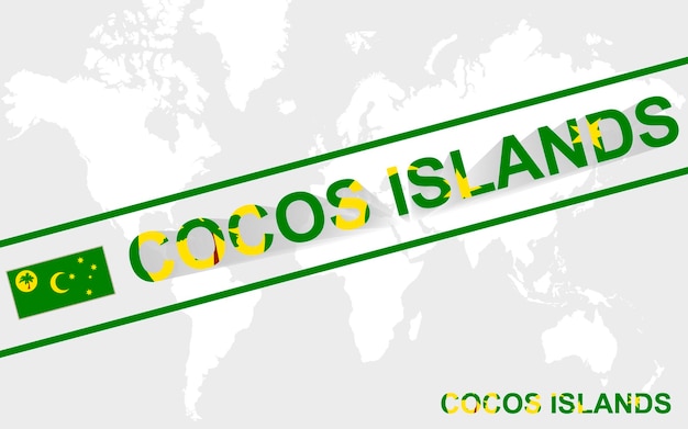 Cocos Islands map flag and text illustration