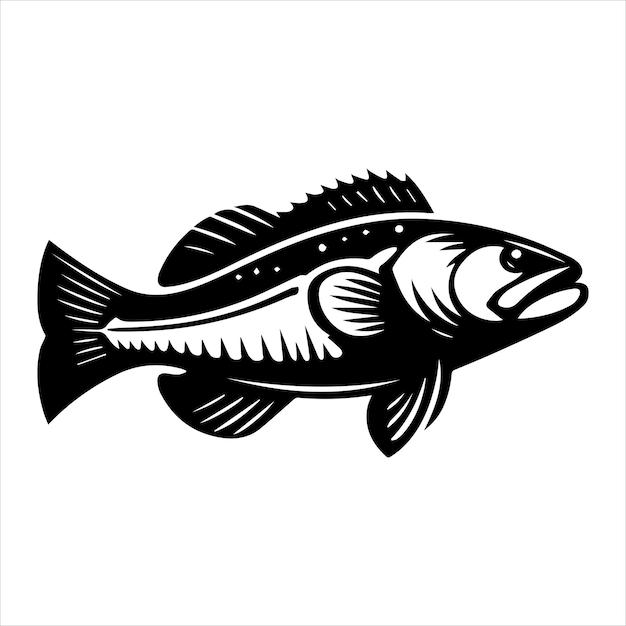 Cod Fish Vector illustration in black and white