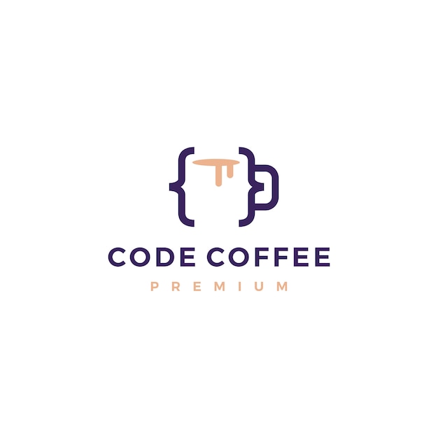 Code coffee cafe mug glass logo illustration