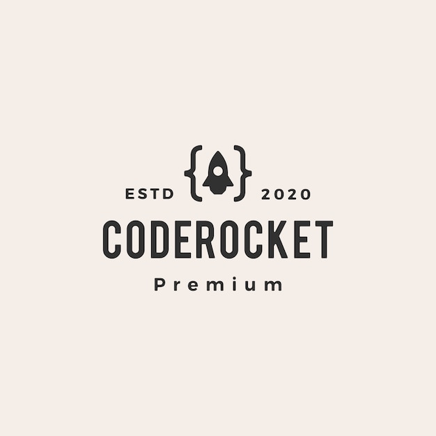 Code rocket hipster vintage logo  icon illustration