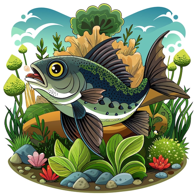 Codfish fish fierce goes garden vector