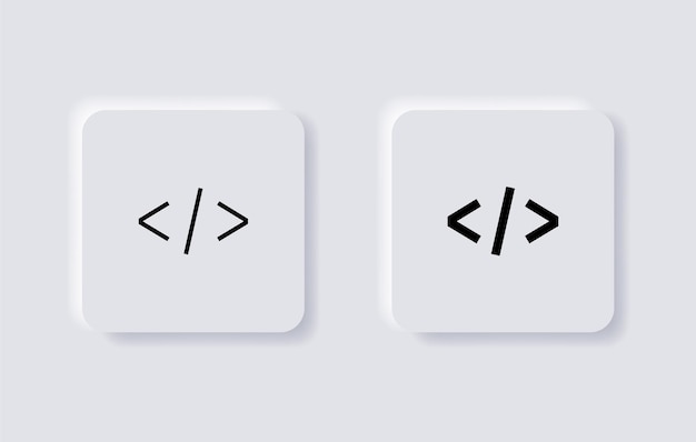 coding code icon symbol sign in neumorphism buttons web app ui icon mobile application icons