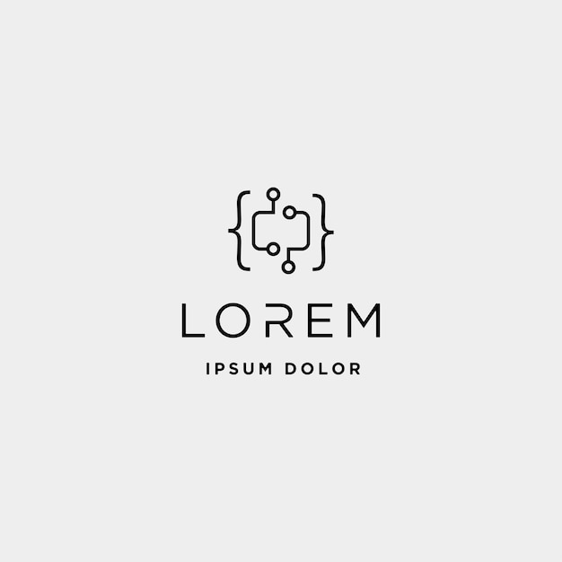 Coding digital logo design template vector programmer connect lineart symbol icon