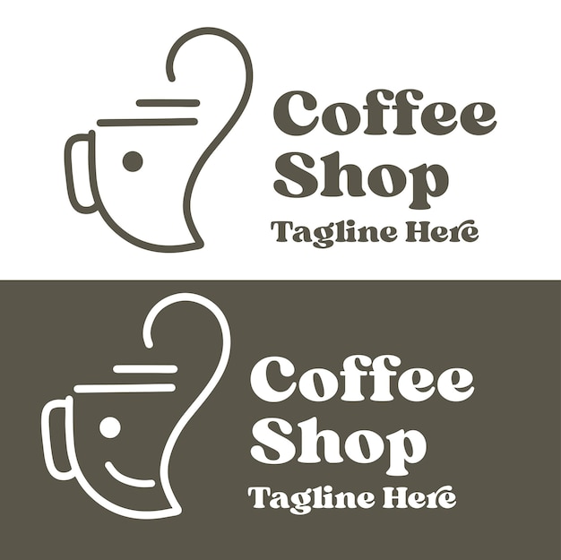 Coffe Cup Line Art Logo Design