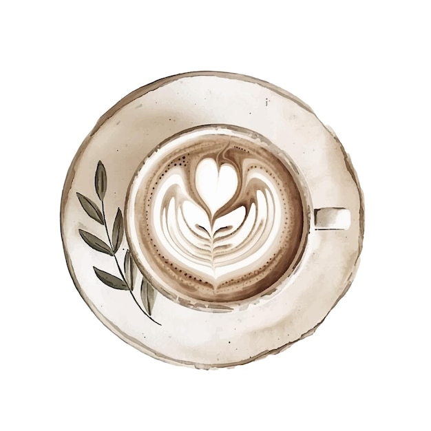 coffe latte vector illustration in watercolour style