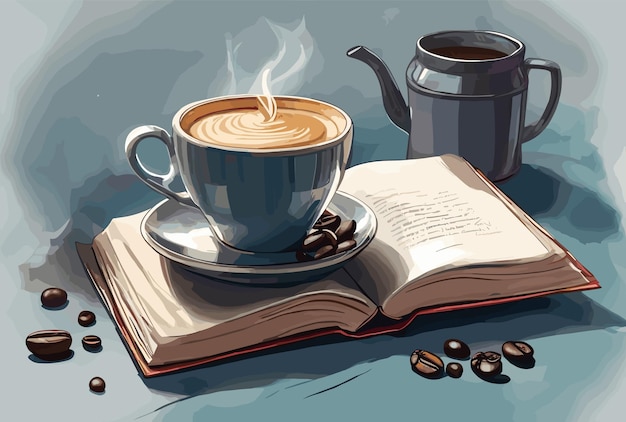 Coffe_with_front_of_book_Art_Creative_AI_Illustration