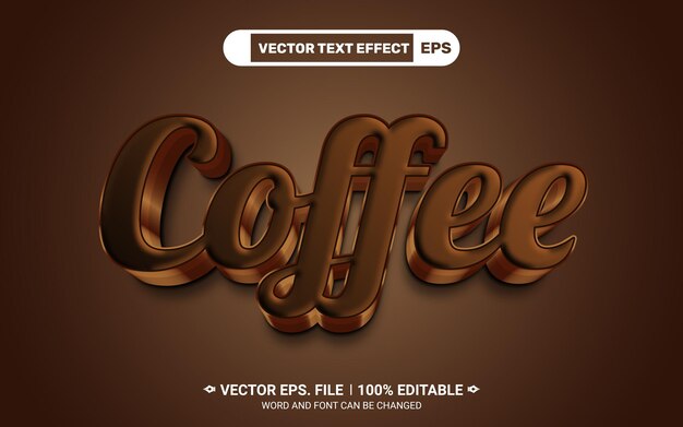 Coffee 3d style editable vector text effect