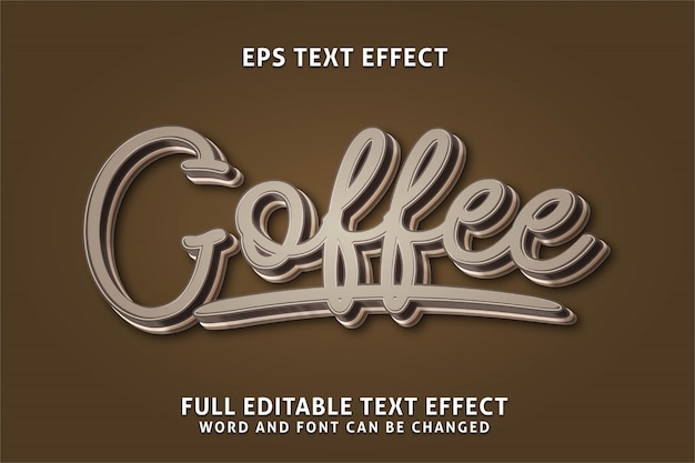 Coffee 3d text effect premium vectors