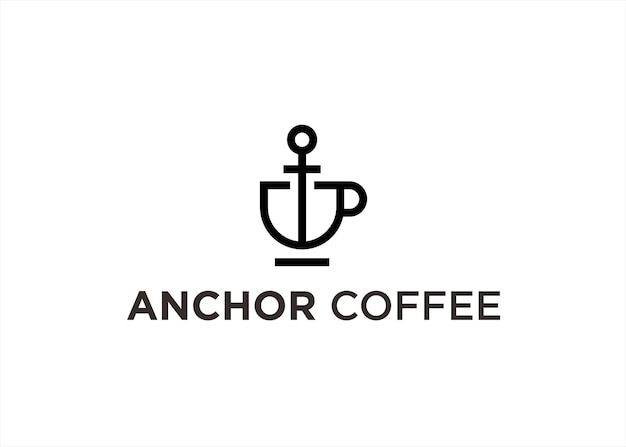 coffee anchor logo design vector illustration