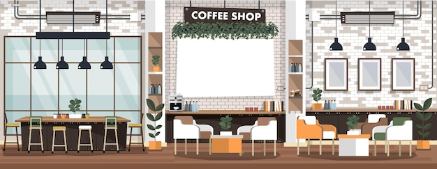 Vector coffee bar coffee shop flat style illustration eps 10 vector