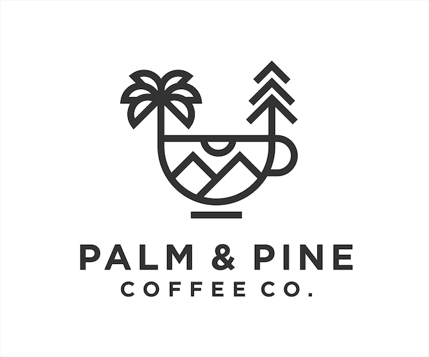 Coffee Beach Logo Design Vector Illustration