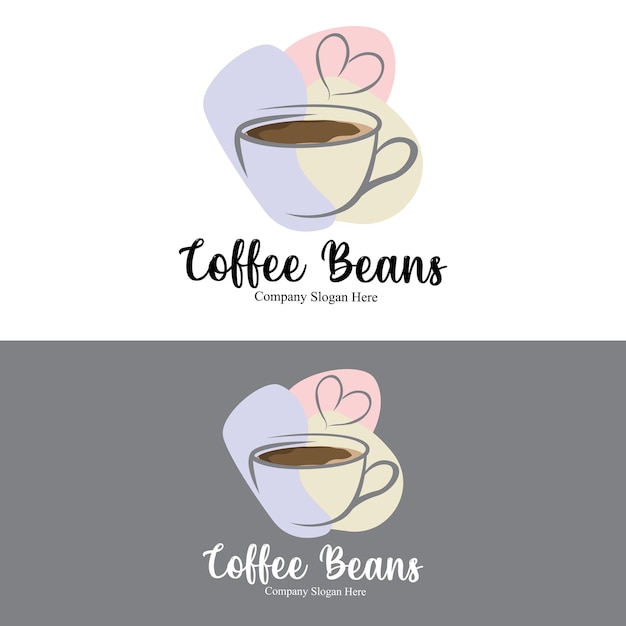 Coffee bean drink logo design in brown color vector illustration