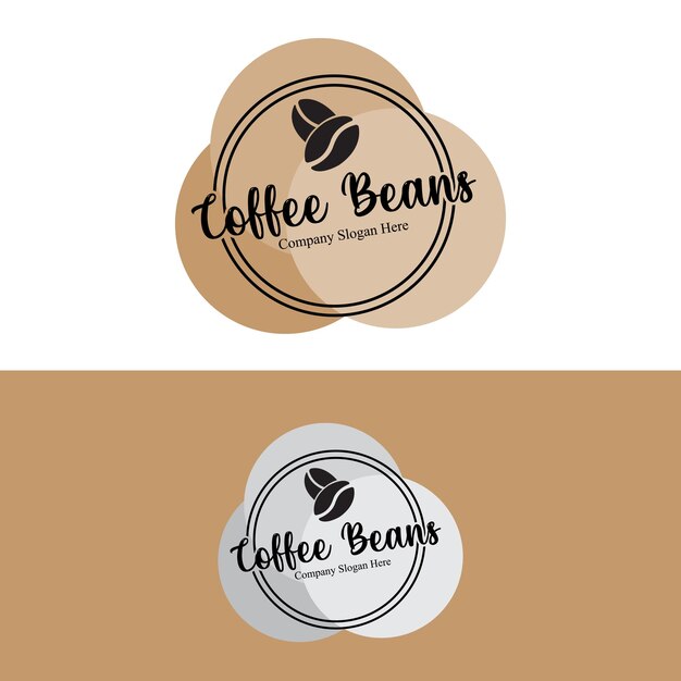 Coffee bean drink logo design in brown color vector illustration