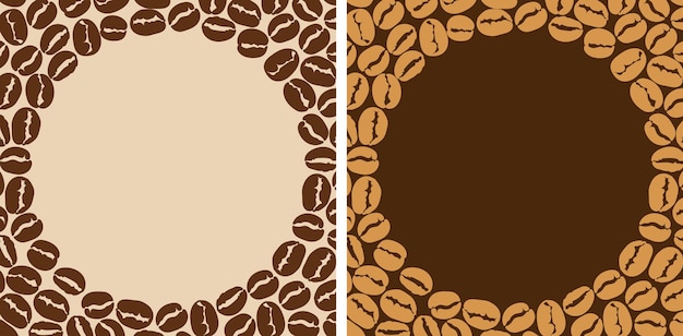 Coffee bean frame on a dark and light background For use in printing on fabric postcards posters