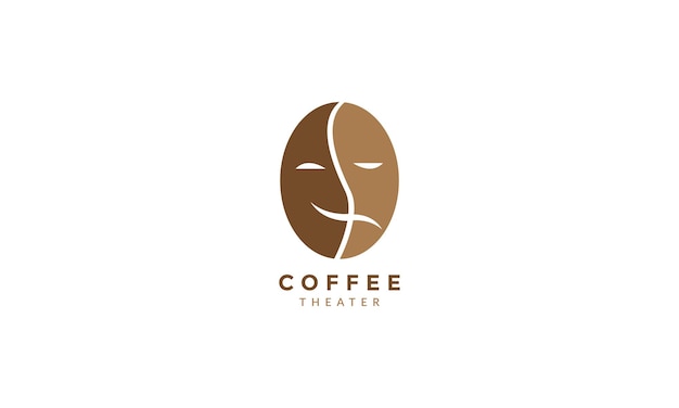 Coffee bean mask theater logo vector icon illustration design