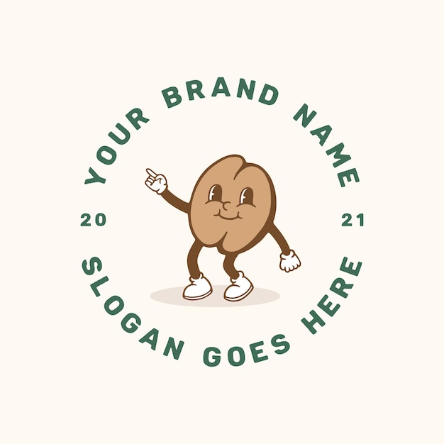 coffee bean retro mascot logo badge